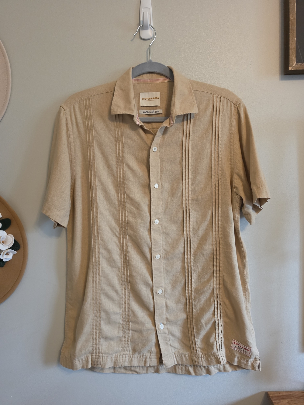 Scotch and Soda Men's Short-Sleeve Casual Button-Up Shirt - Tan